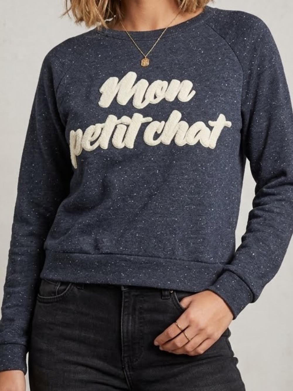 MAKE MY LEMONDAE “Mon Petit Chat” Pullover Cropped Sweatshirt Exclusive Small